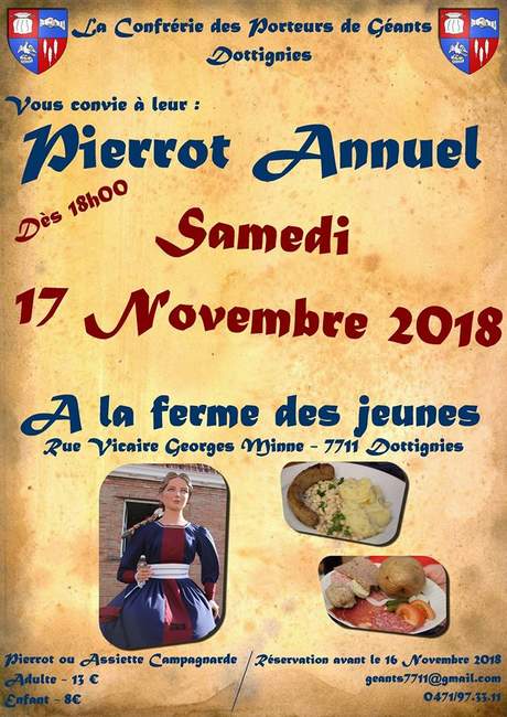 Pierrot des porteurs de Geants de Dottignies - 2018 - Affiche